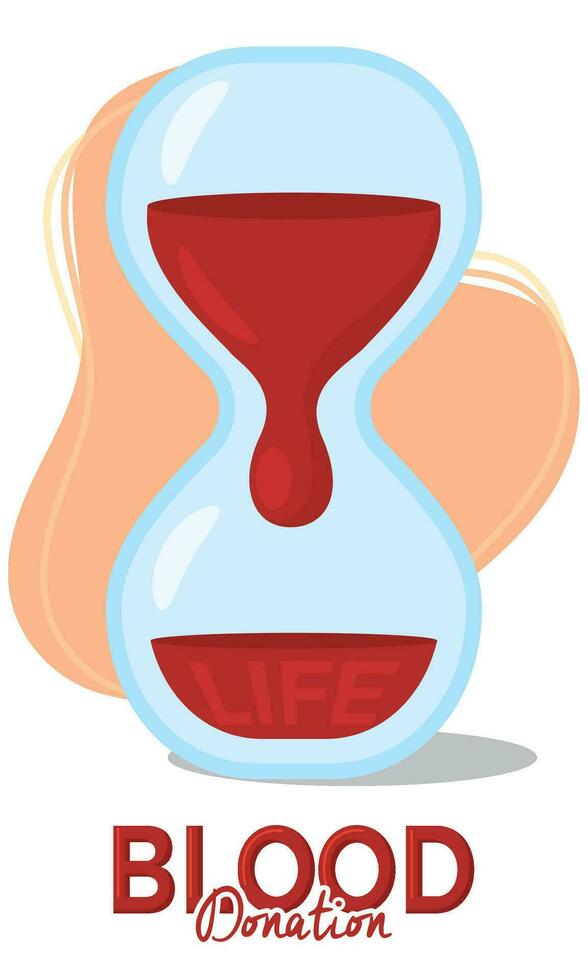Sandwatch filled with blood measuring time Blood donation Vector