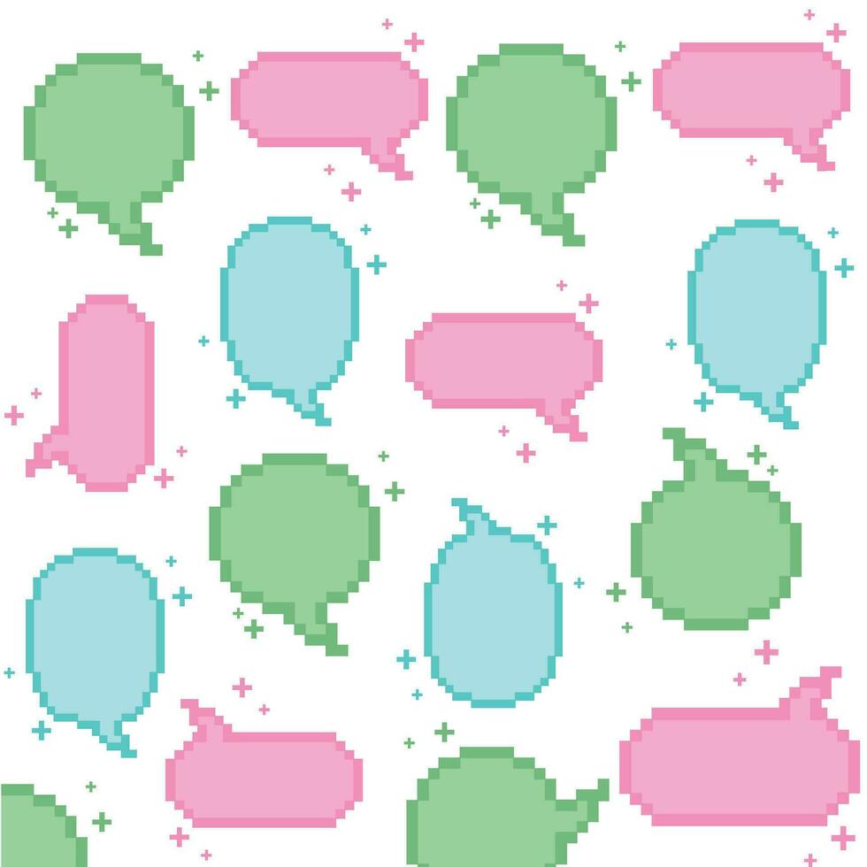 Seamless pattern with pixelated comic speech bubble chats Vector