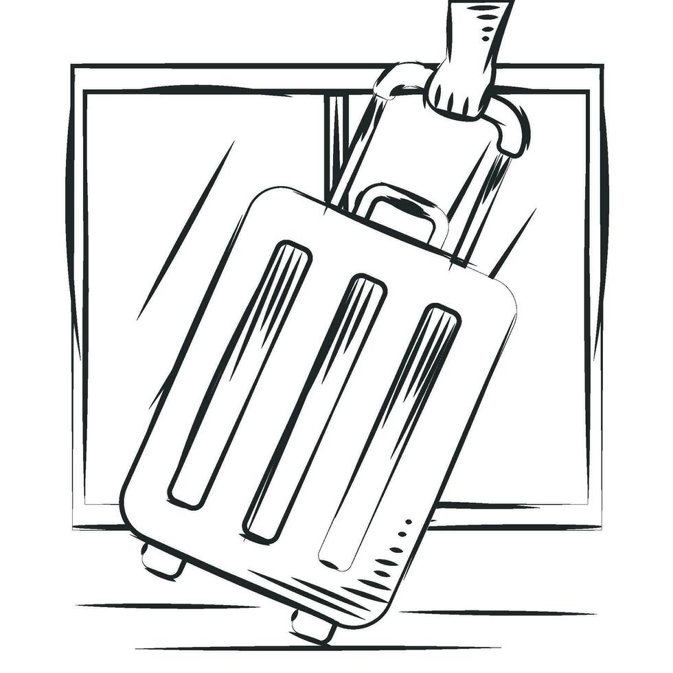 Sketch of a hand holding a travel bag Vector