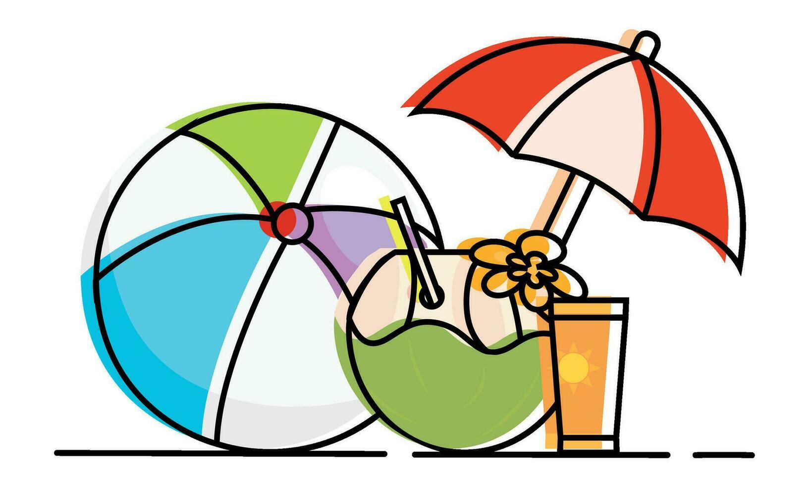 Set of colored summer sketch icons Vector