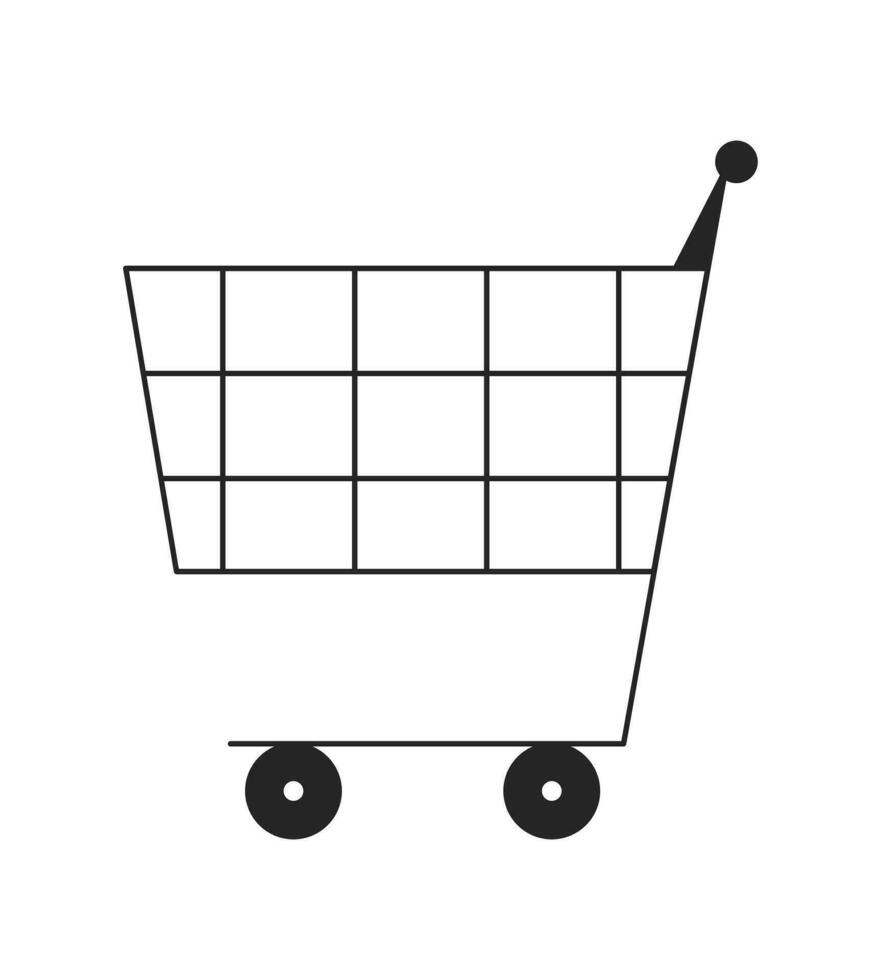 Shopping cart flat monochrome isolated vector object. Editable black and white line art drawing. Simple outline spot illustration for web graphic design