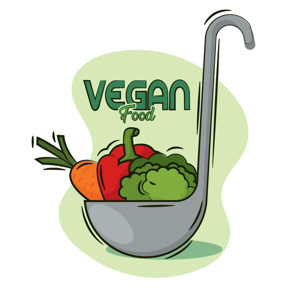 cuchara con un grupo de vegetales vegano comida estilo de vida vector