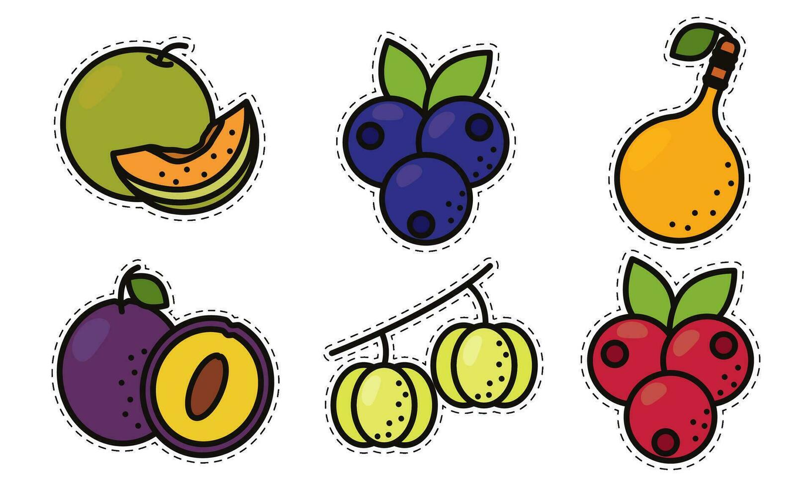 Set of colored fruit icons Vector