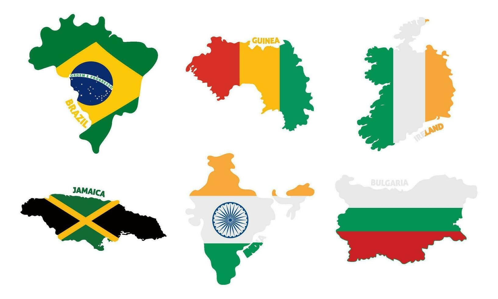 Set of colored latin american country maps with its flags Vector