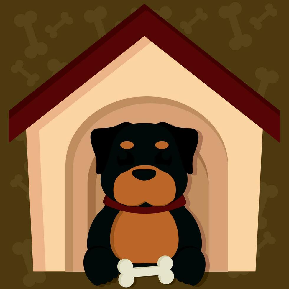 Cute dog on layered dog house building Vector