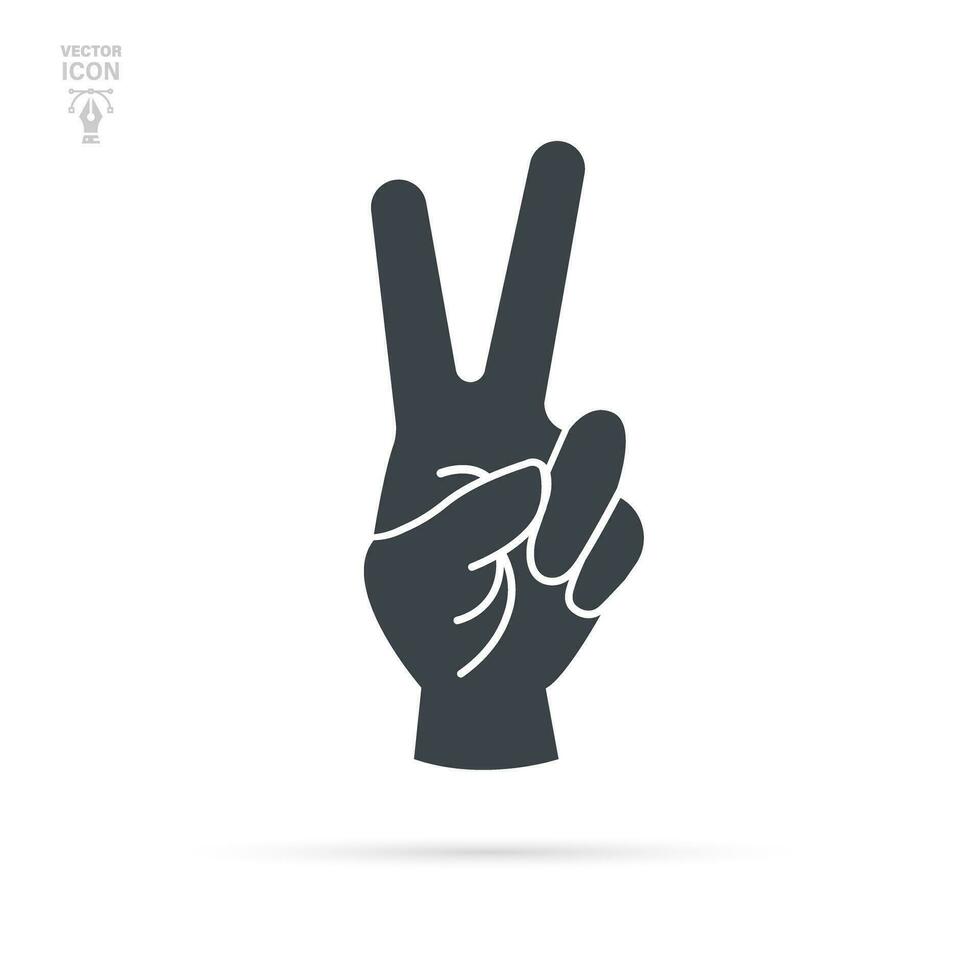 Victory or peace hand gesture V sign, Isolated vector illustration. Success, winner concept icon.