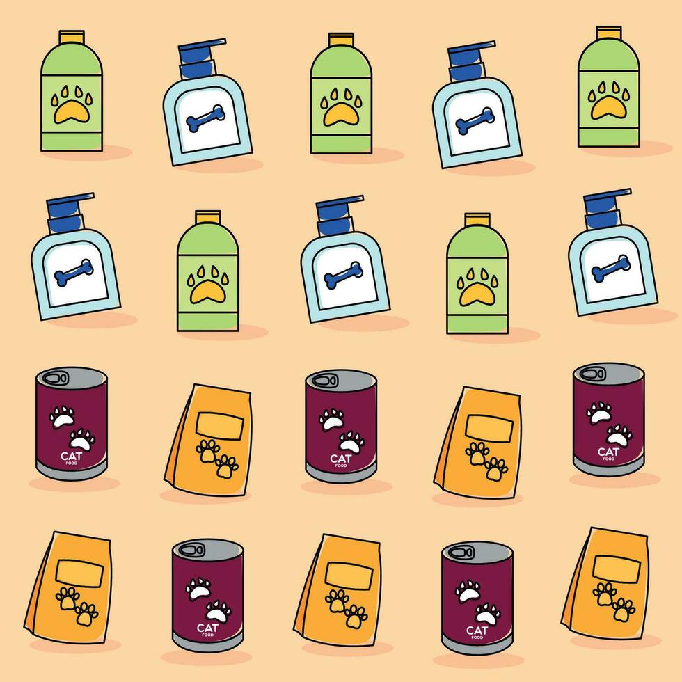 Seamless pattern background with pet object icons Vector