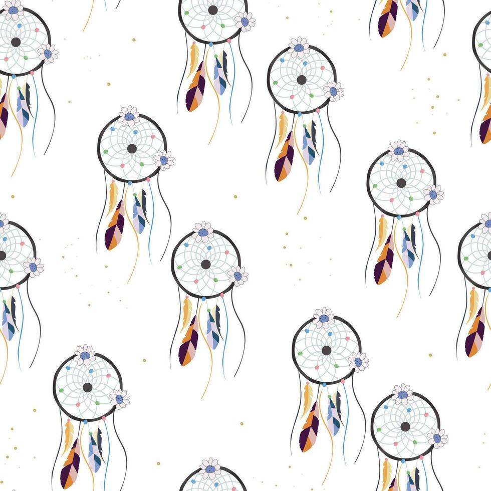 vector colorful dream catcher seamless pattern design