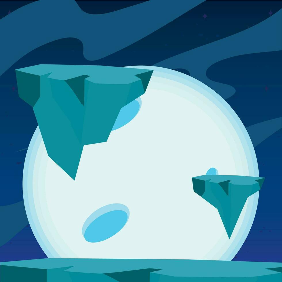 Isolated colored futuristic scifi landscape with planet on background Vector