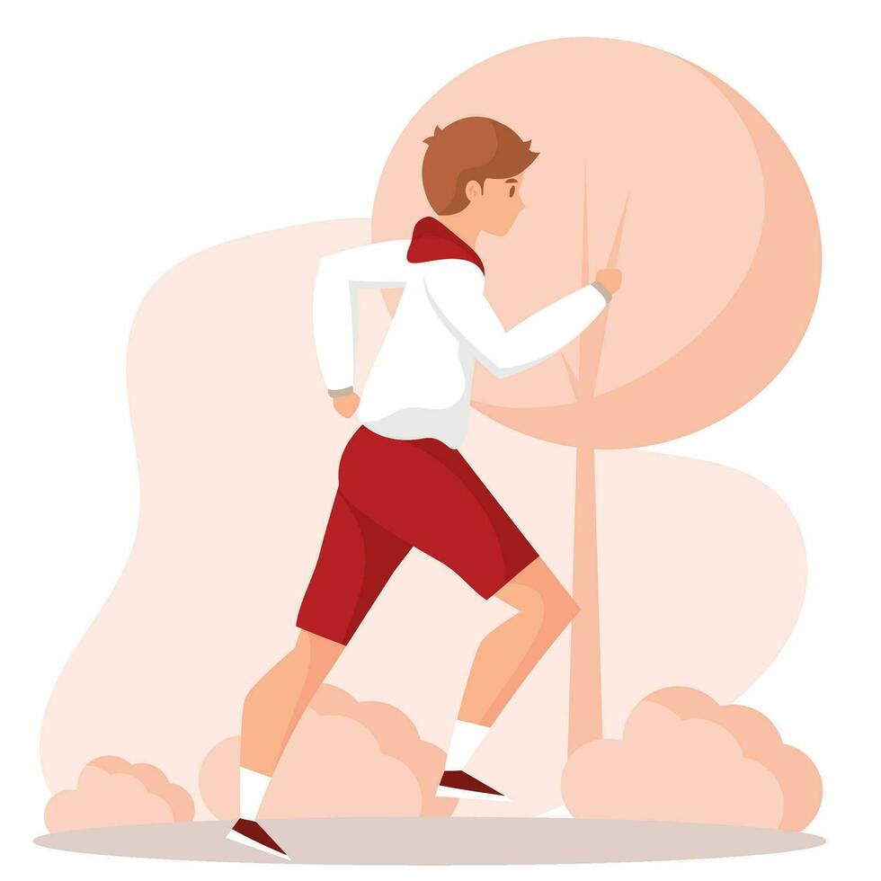 Isolated colored abstract boy character running Vector