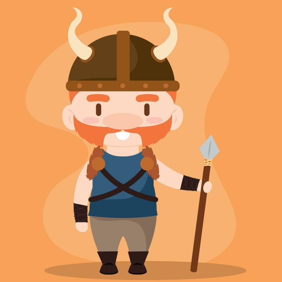 aislado linda masculino vikingo personaje vector