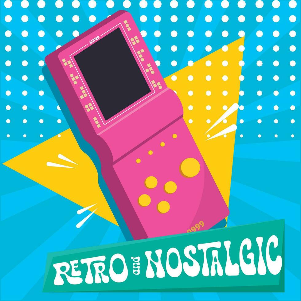 Isolated video game console Nostalgic retro background Vector