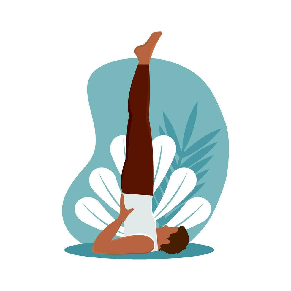 Isolated male character doing yoga Vector