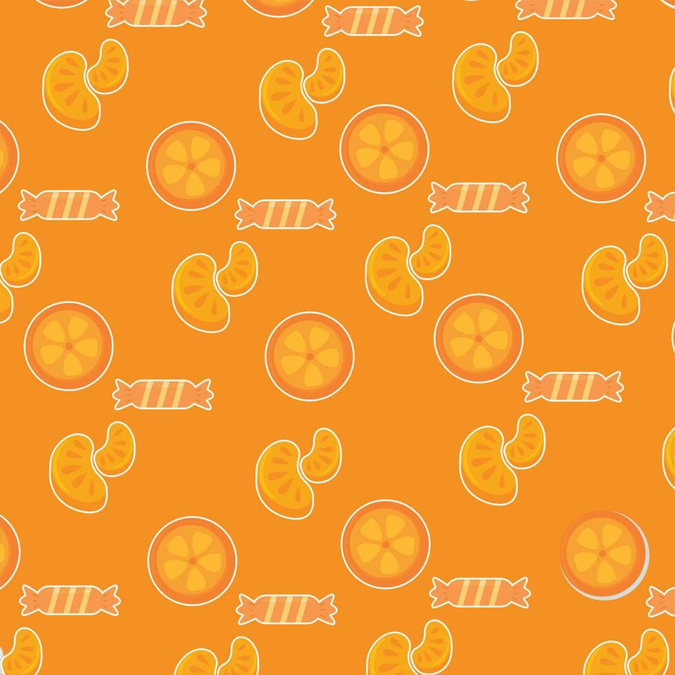 Colored seamless pattern background with orange candies Vector