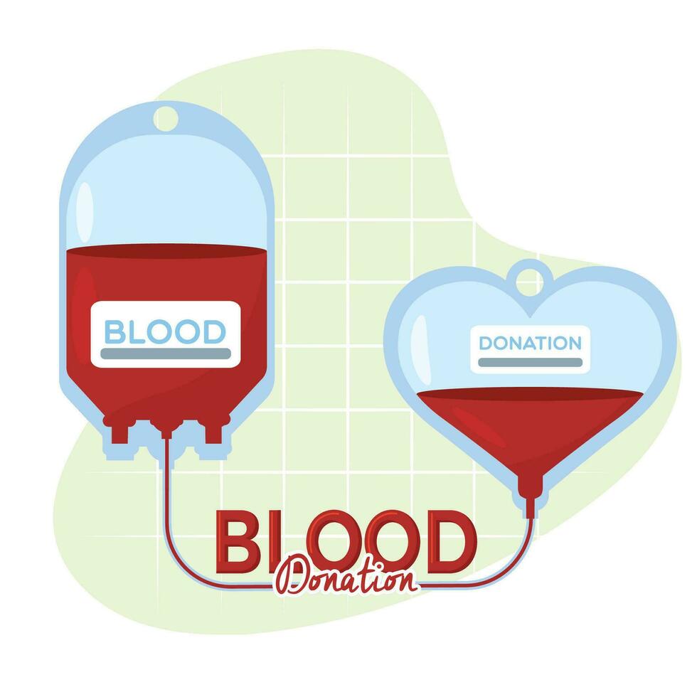 Pair of blood bags connected Blood donation Vector