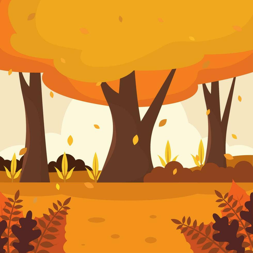 Colored seasonal autumn landscape scenario Vector