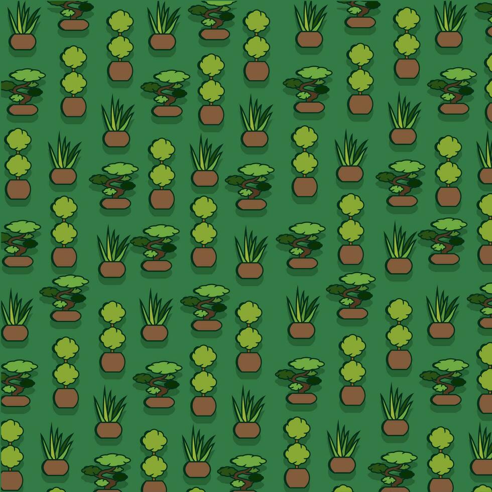 Seamless pattern background with indoor plant icons Vector