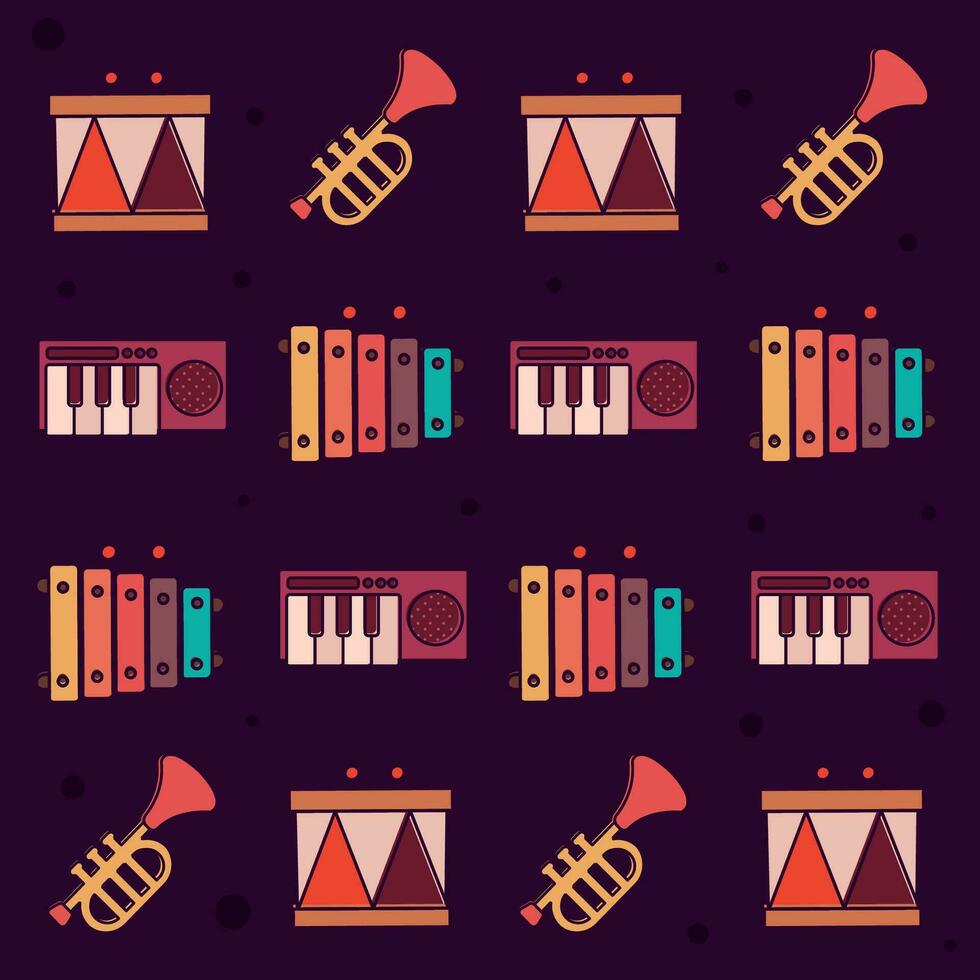 Seamless pattern background with musical instruments Vector