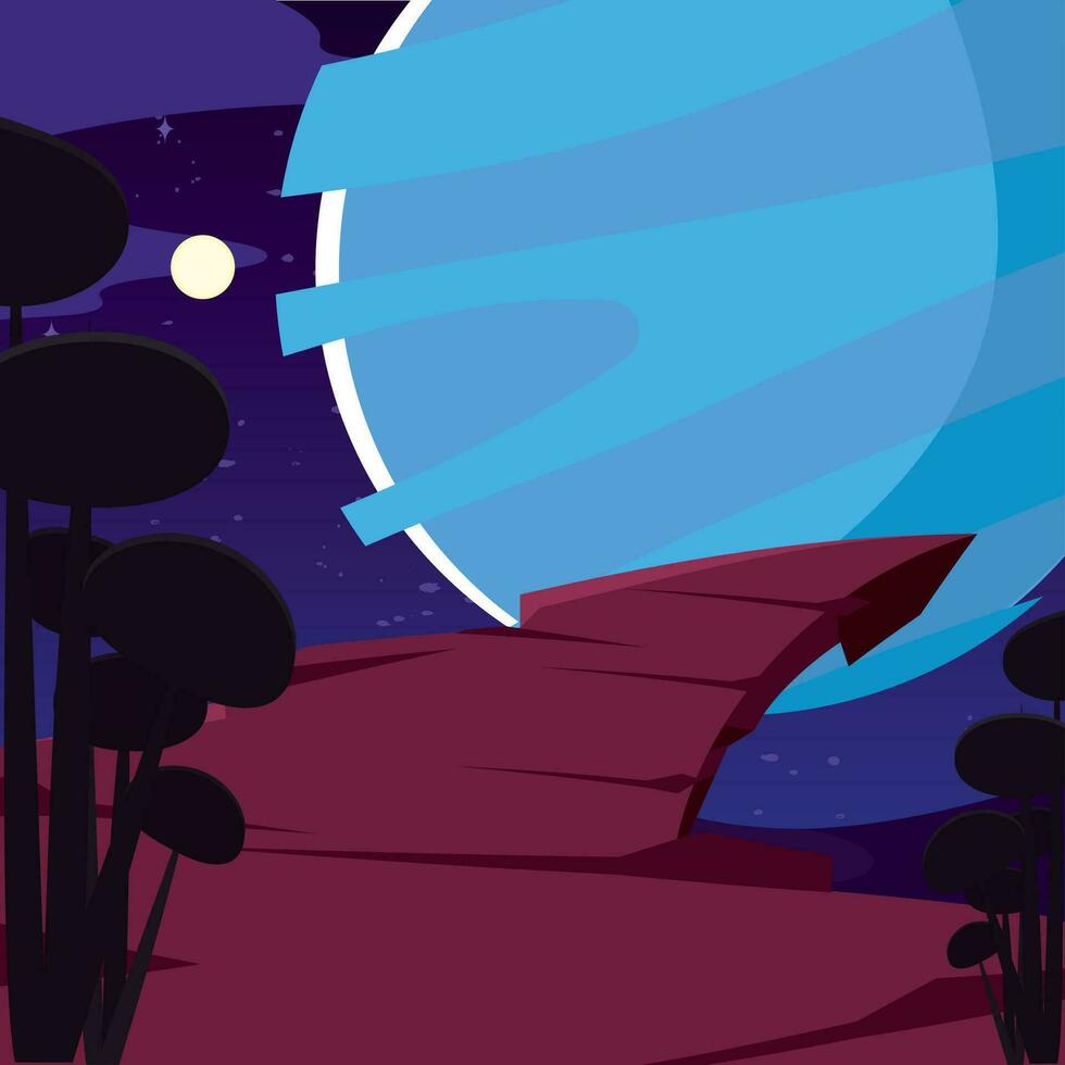 Isolated colored futuristic scifi landscape with planet on background Vector