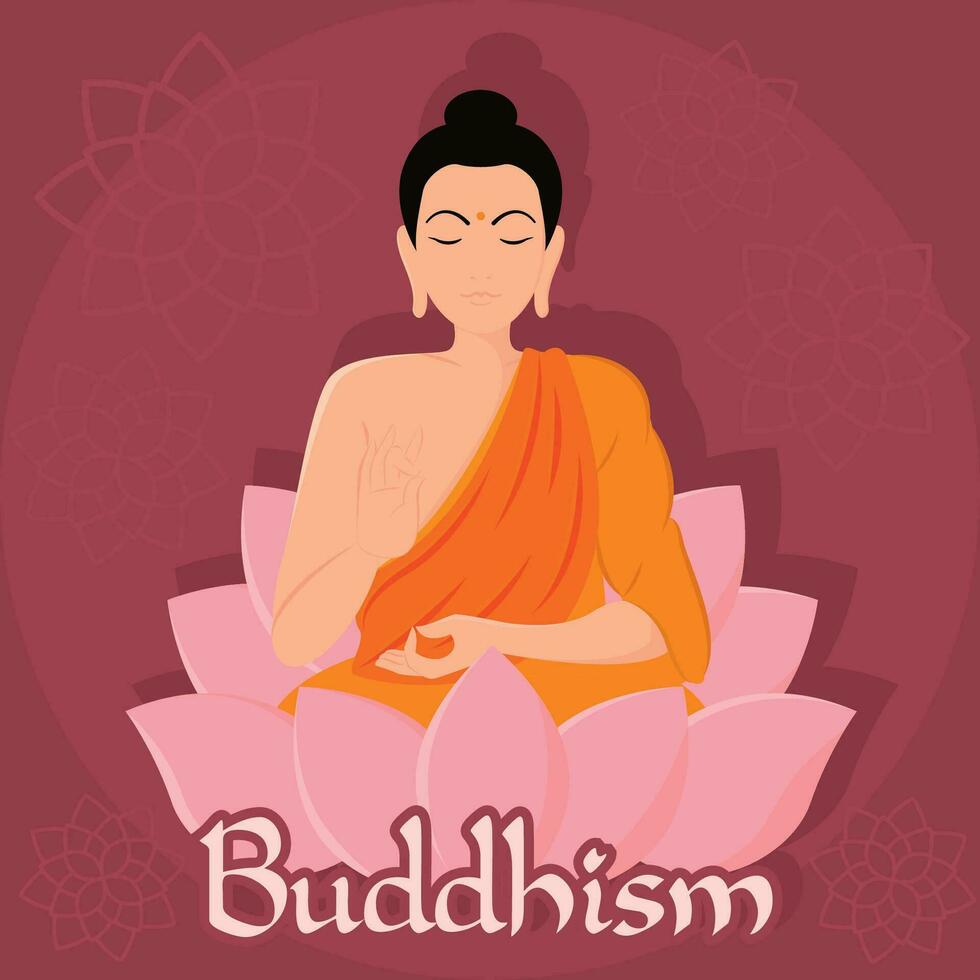 linda Buda personaje en loto flor budismo concepto vector
