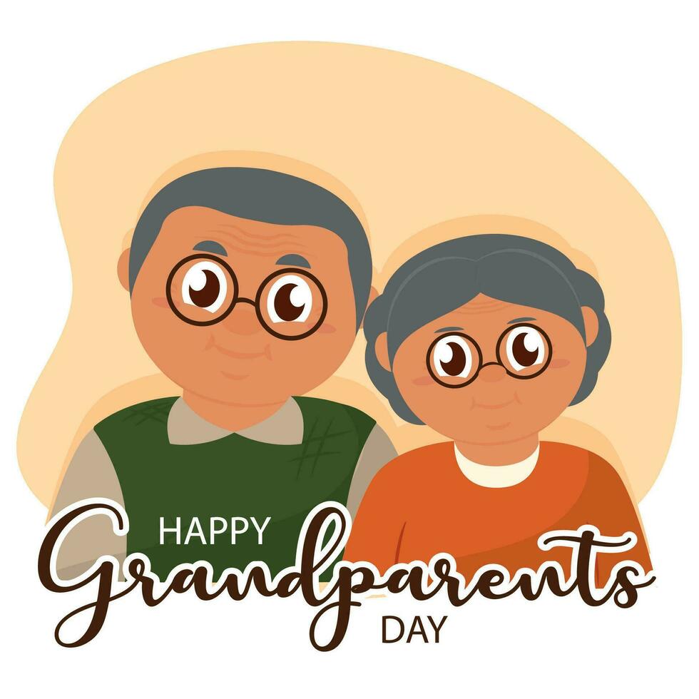 Cute grandma and grandpa couple characters Happy grandparents day Vector