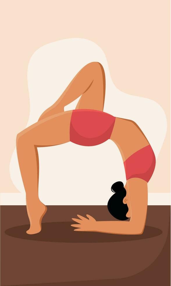 Isolated cute girl character doing yoga exercises Vector