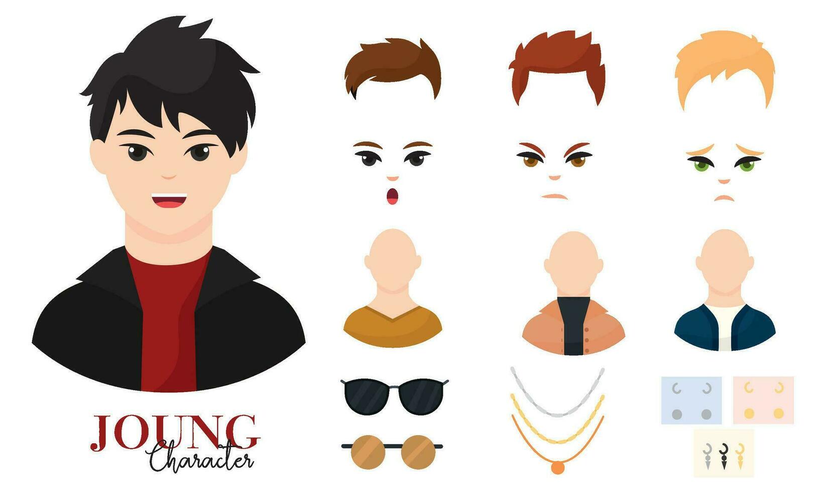 Cute young male character avatar asset Vector