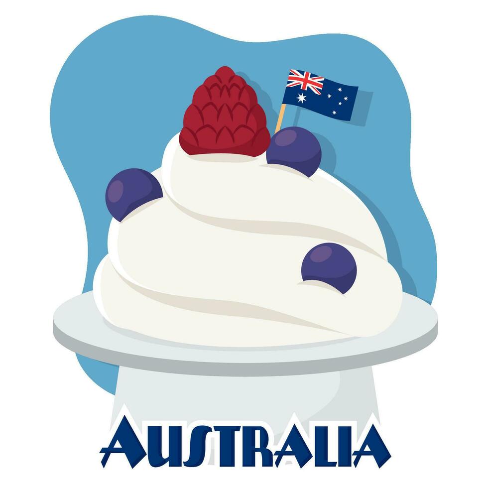 Isolated traditional australian dessert with its flag Vector