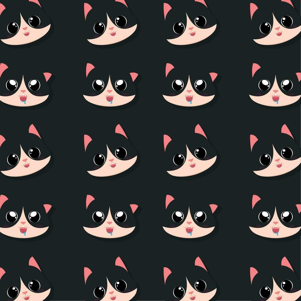 Seamless pattern background with cat emoji avatars Vector