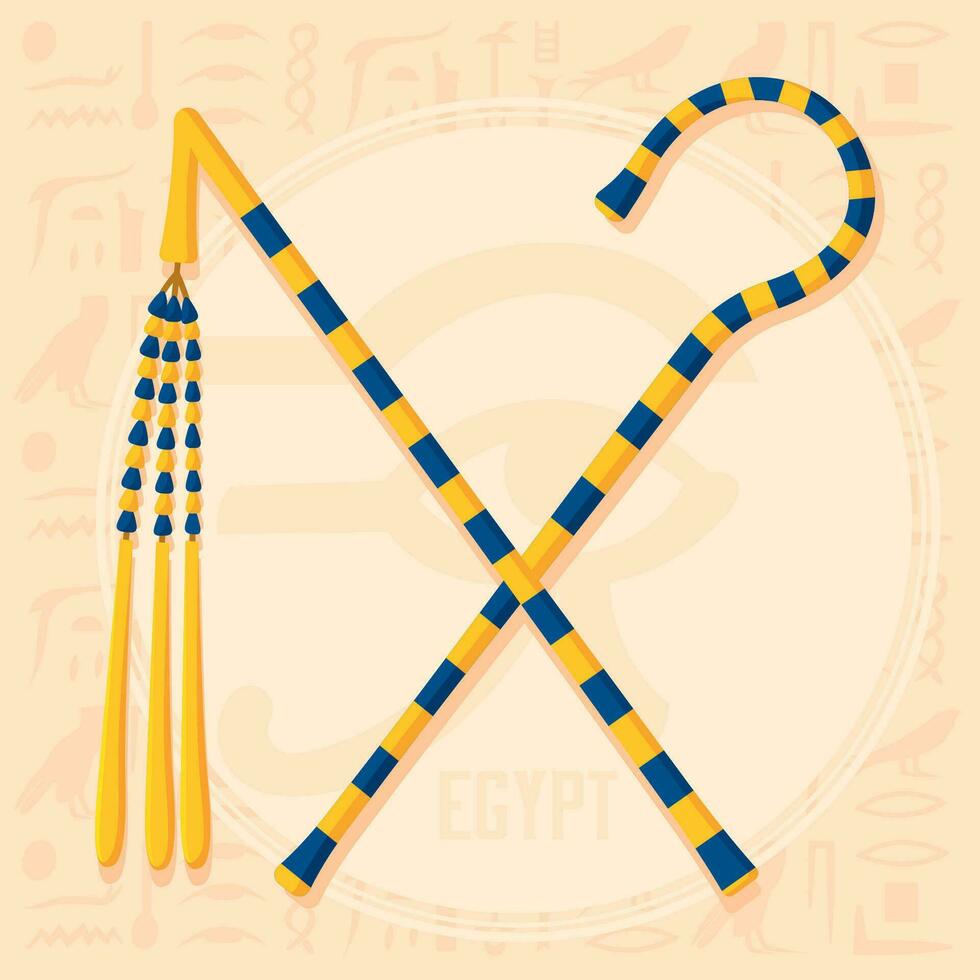 Isolated pair of pharaoh canes symbol Egypt Vector