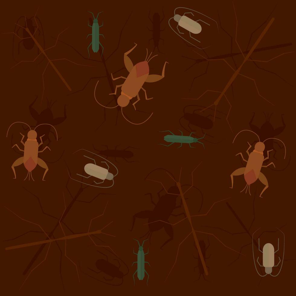 Seamless pattern background with cockroach insect icons Vector