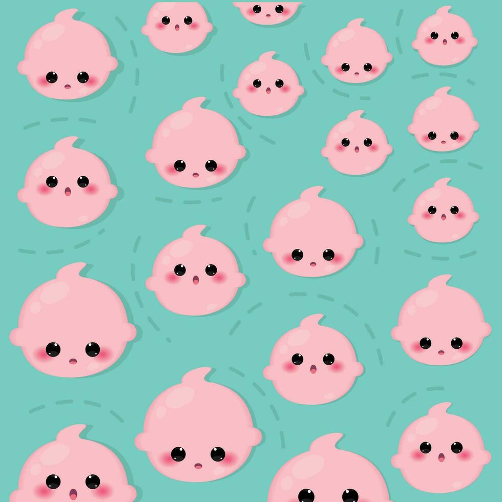 Seamless pattern background with baby emoji icons Vector