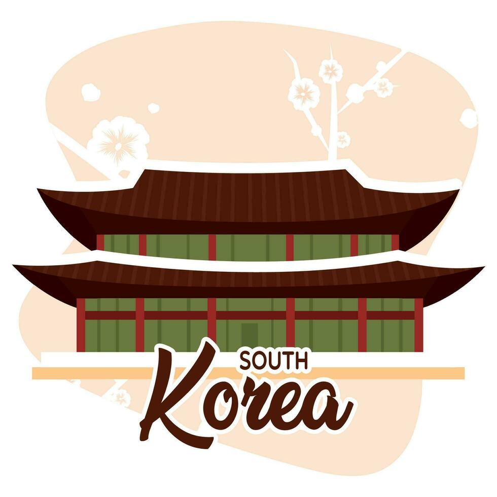 Isolated traditional south korena temple Vector