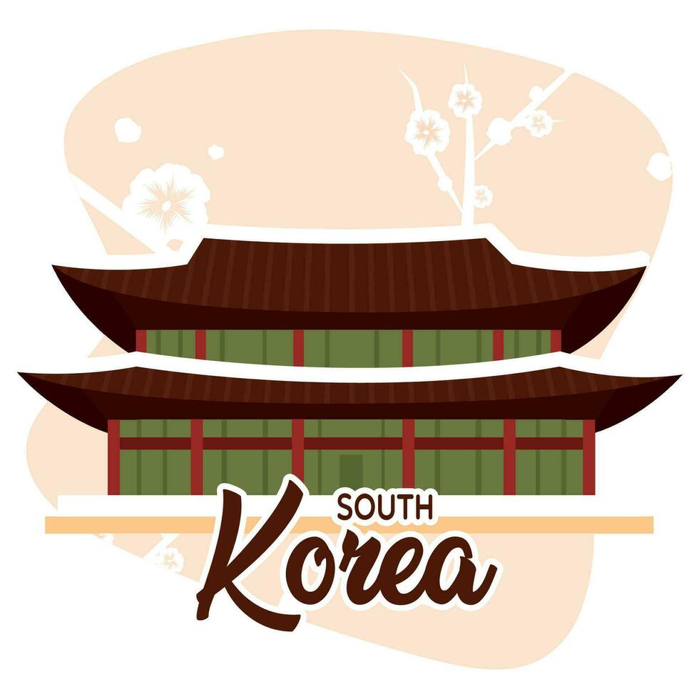 aislado tradicional sur corea templo vector