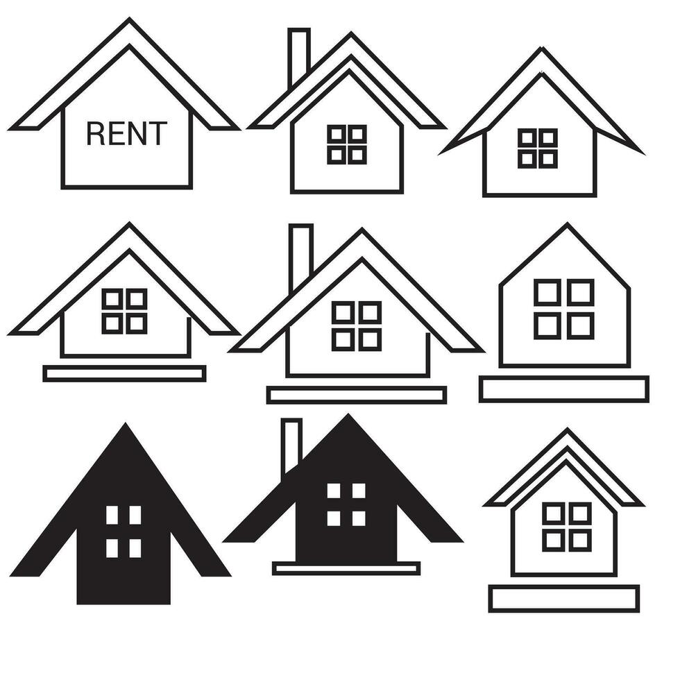 Set 1 of line icons representing house Vector Illustration. House and home simple symbols