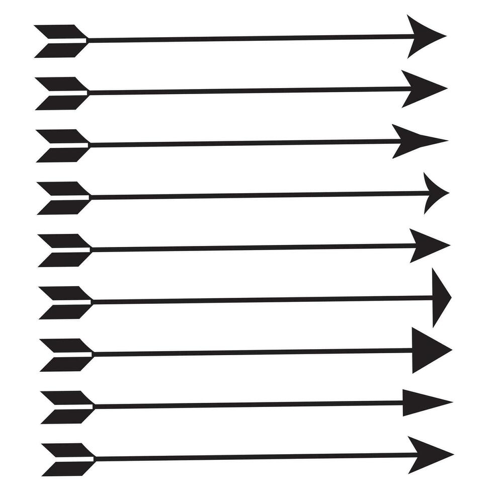 Isolated vector arrows, hand drawn on a white background