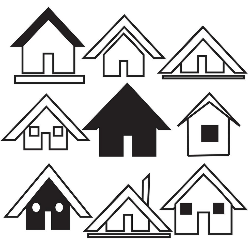 Set 1 of line icons representing house Vector Illustration. House and home simple symbols
