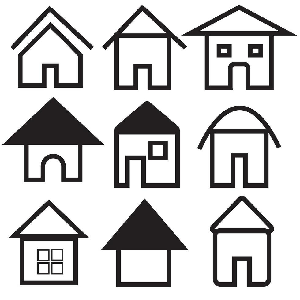 Set 1 of line icons representing house Vector Illustration. House and home simple symbols