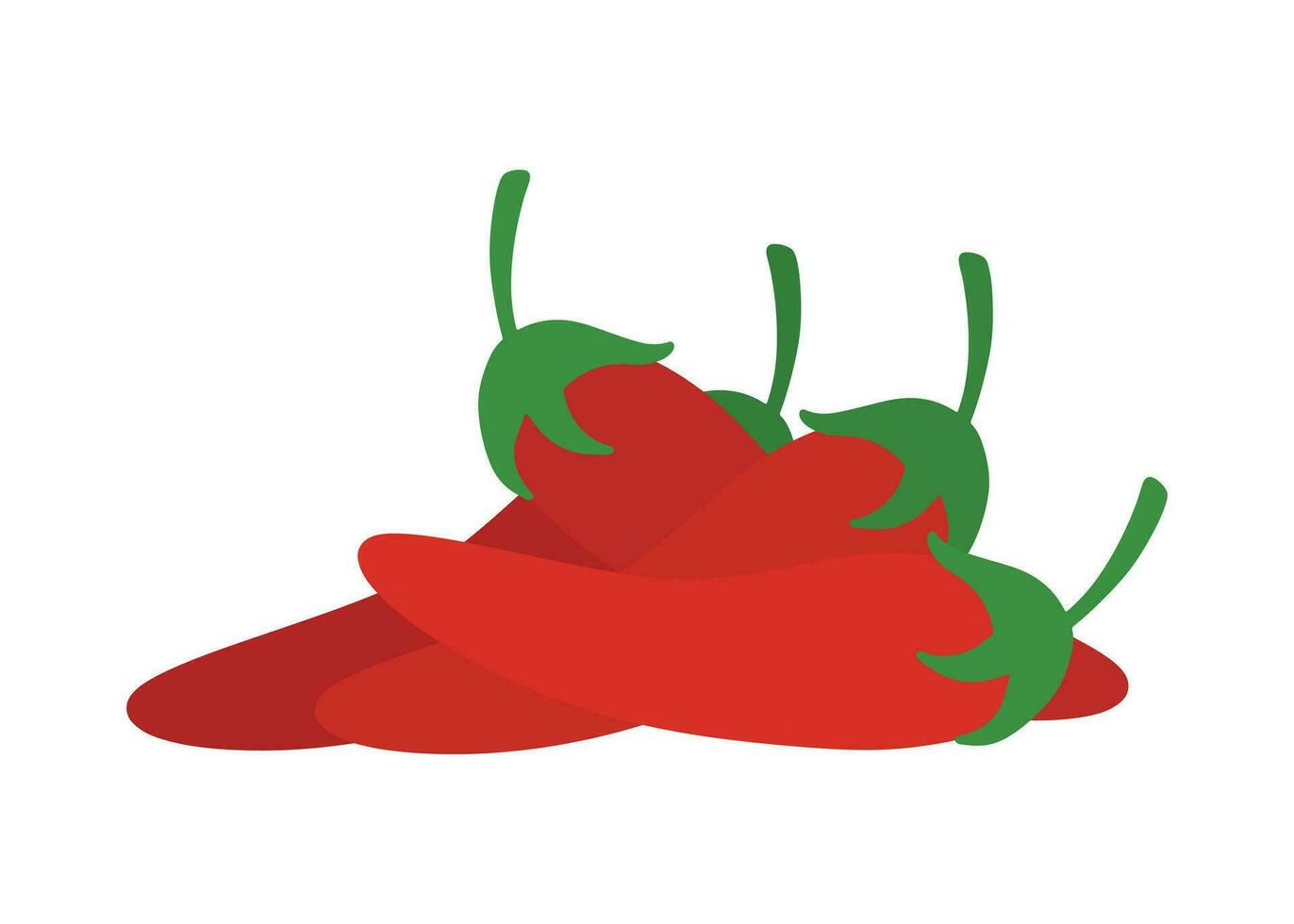 Flat Red Chili Pepper Spicy Vector Illustration