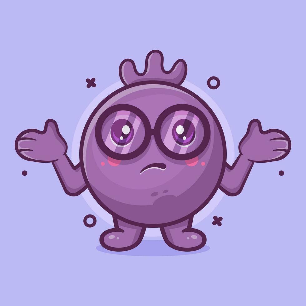 kawaii blueberry fruit character mascot with confused gesture isolated cartoon in flat style design vector