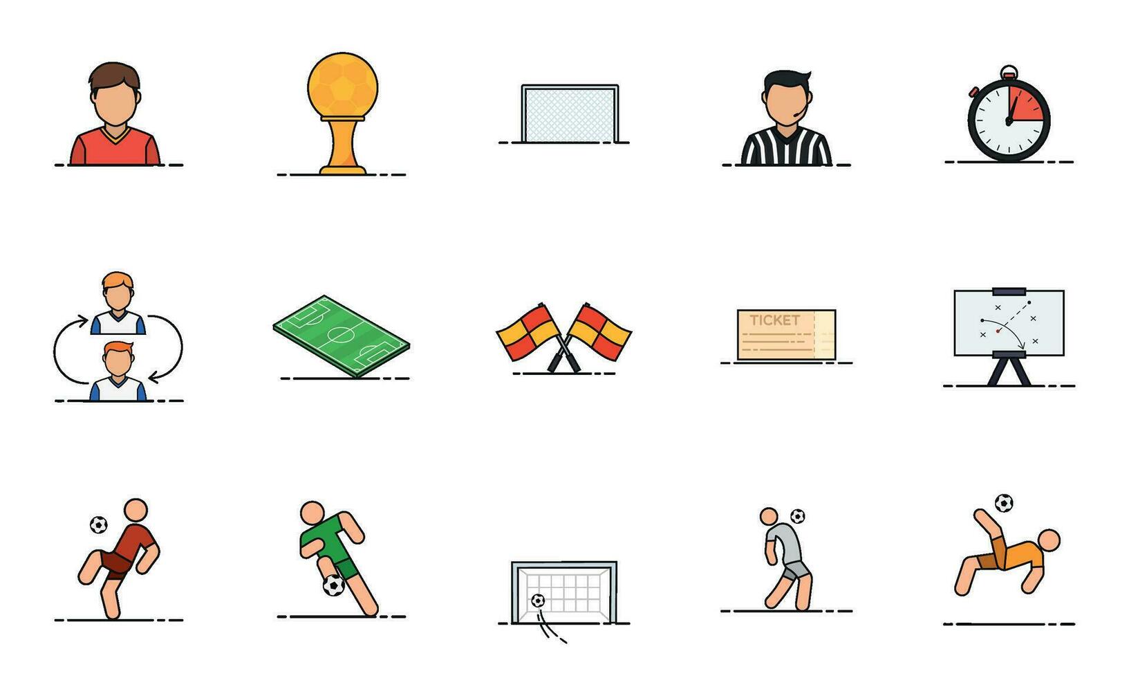 Set of fotball icons Sport icons Vector