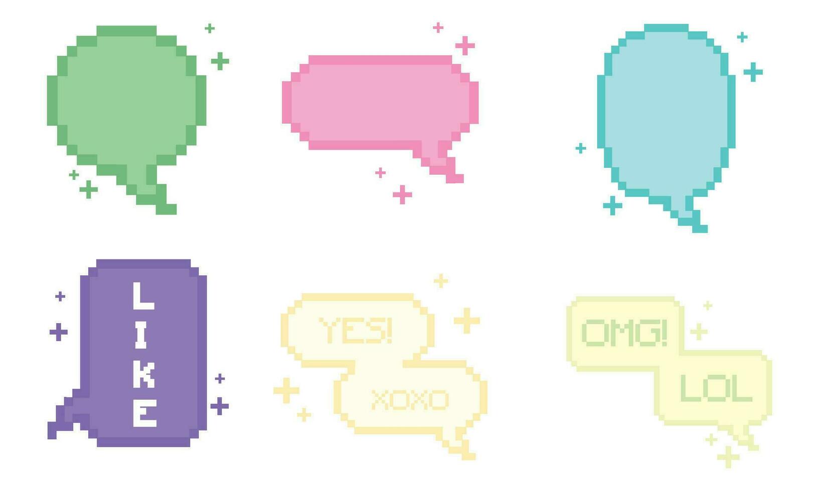 Set of pixelated comic speech bubble chats Vector