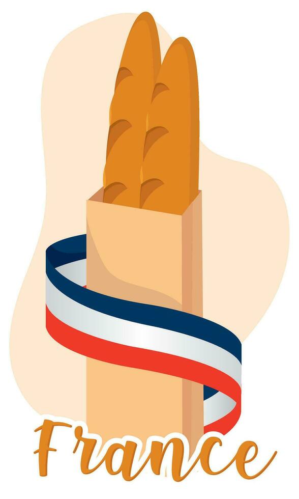 Isolated pair of baguettes on a shopping bag France concept Vector
