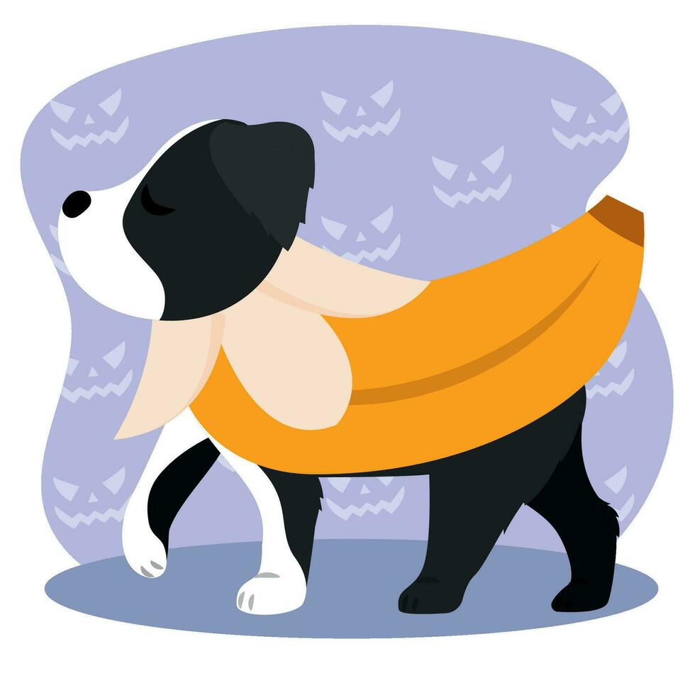 Isolated cute dog with a banana costume Vector