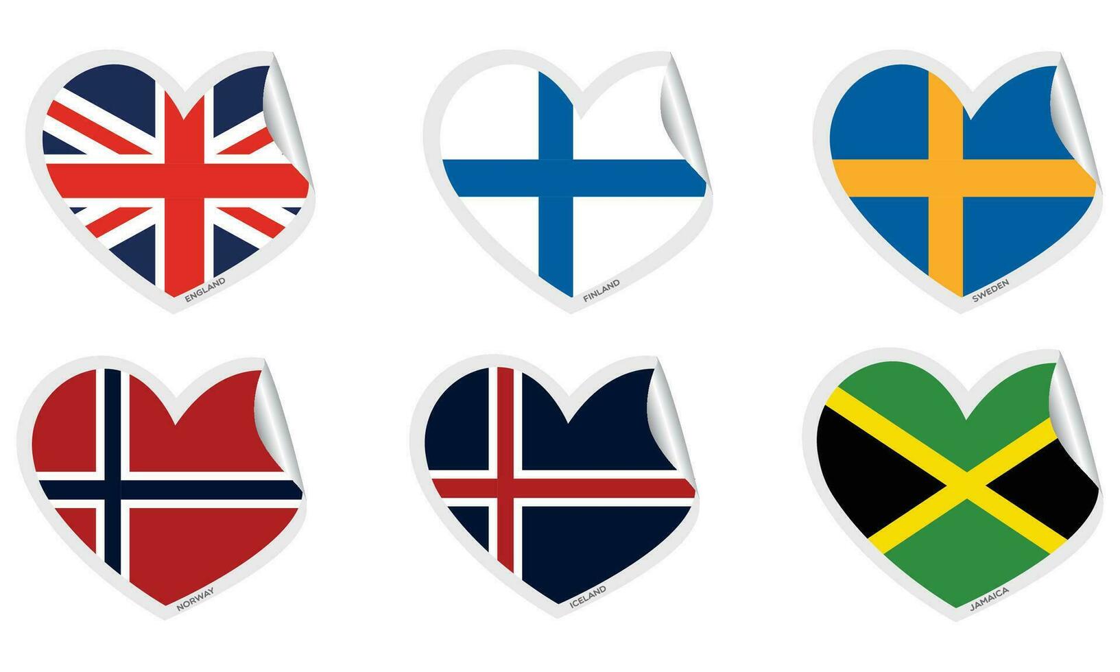 Set of heart shapes with different flags Vector