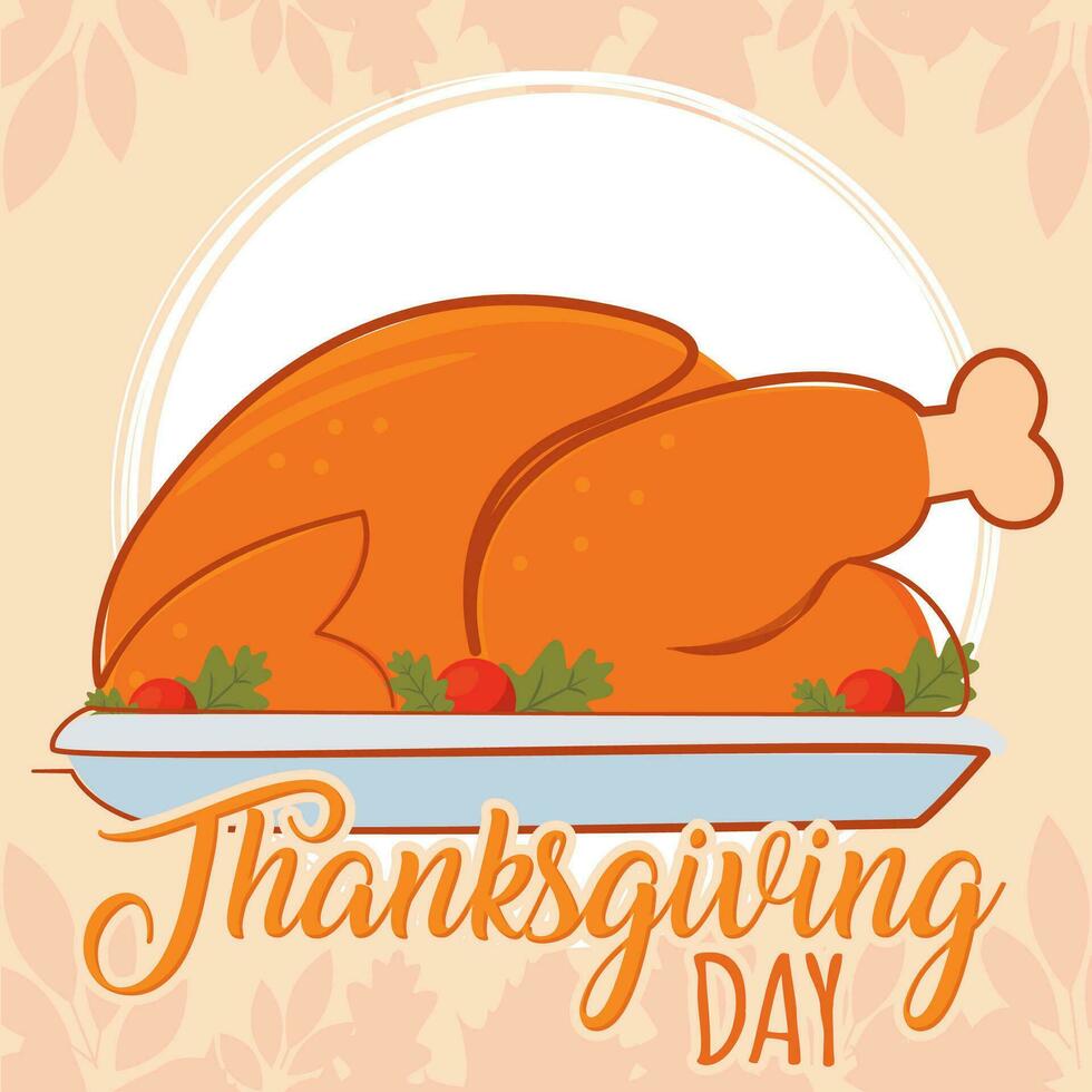 Traditional roasted turkey dinner Thanksgiving day Vector