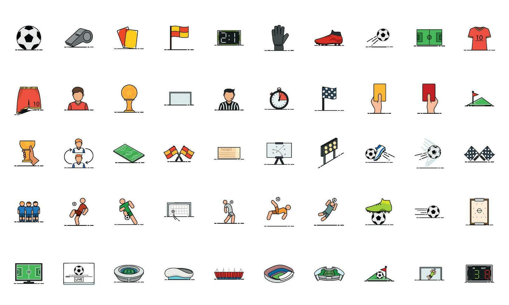 Set of fotball icons Sport icons Vector