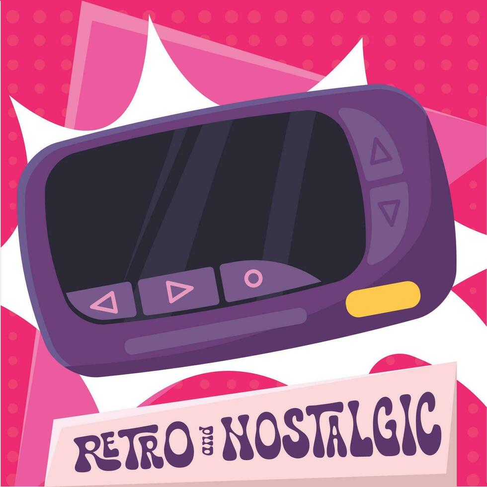 Isolated vintage beeper Nostalgic retro background Vector