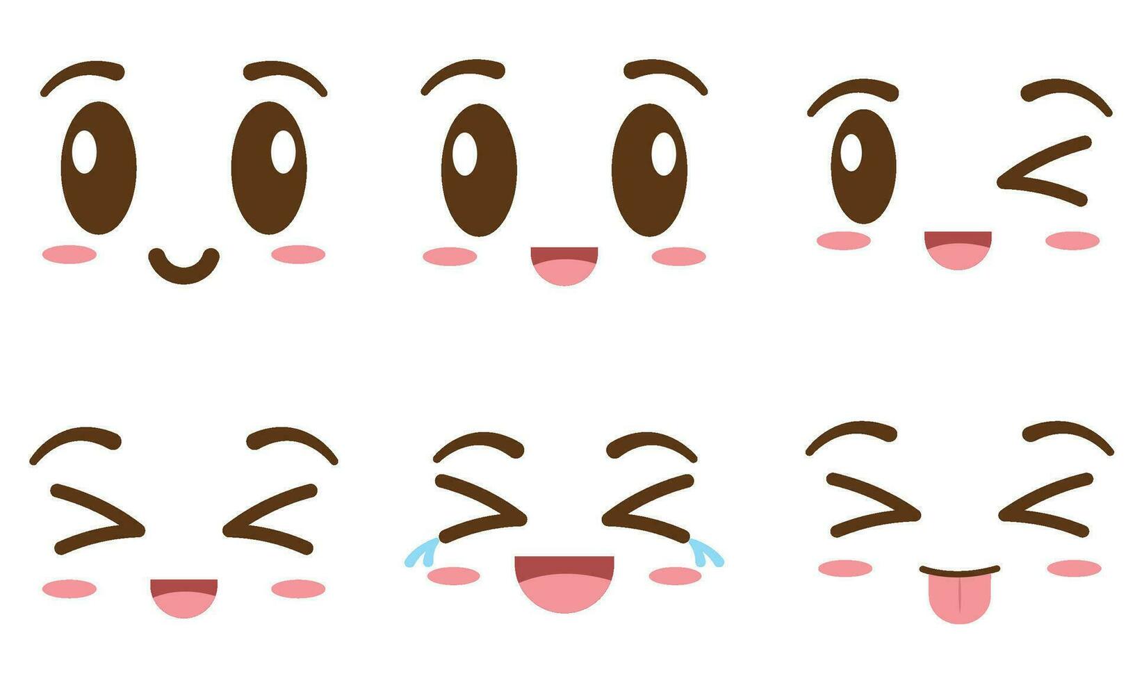 Set of borderless facial expressions Vector