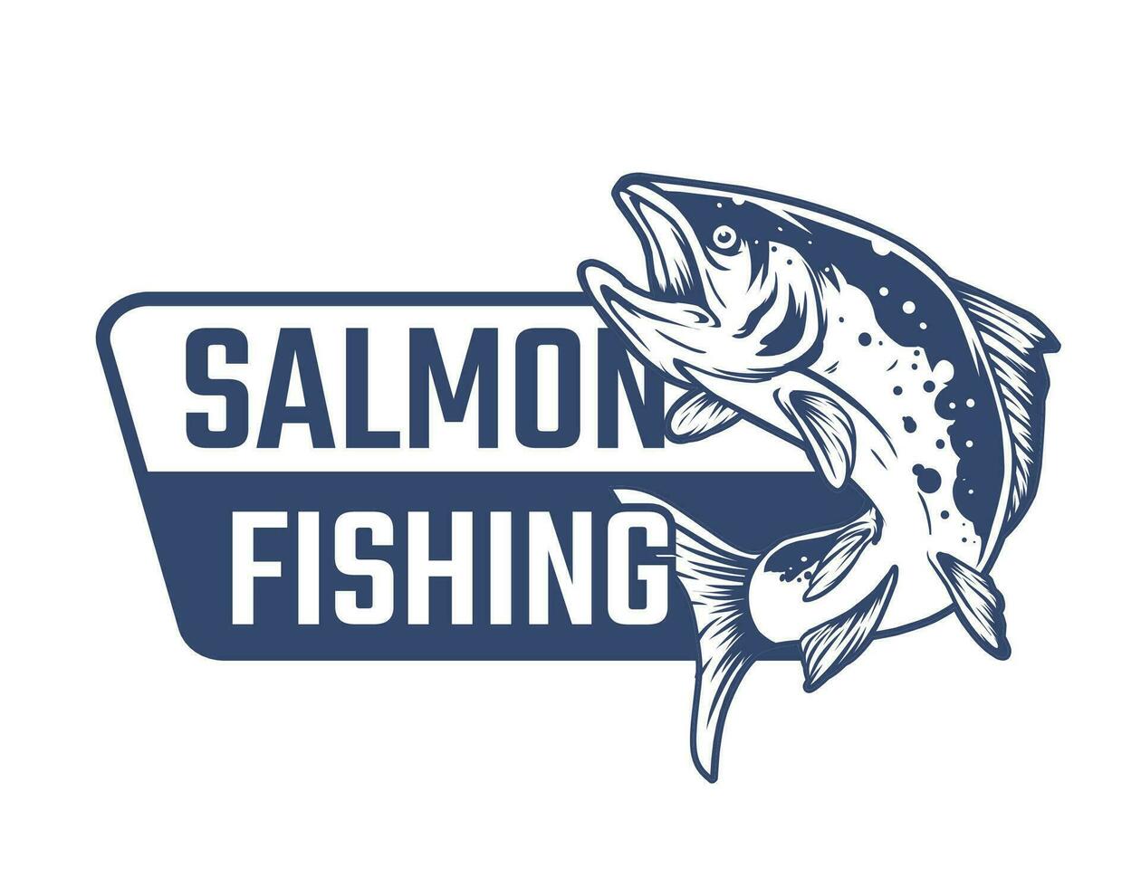 salmon fishing badge design template vector